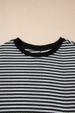 Striped Ribbed Exposed Seam Long Sleeve Oversized Top- 3 Colors