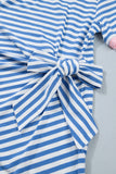 Striped Tie Front Contrast Trim Crew Neck T-Shirt Mini Dress- 3 Colors