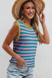 Striped Contrast Trim Sleeveless Sweater Vest- 3 Colors