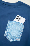 Printed Denim Chest Pocket Graphic T-Shirt- 2 Colors