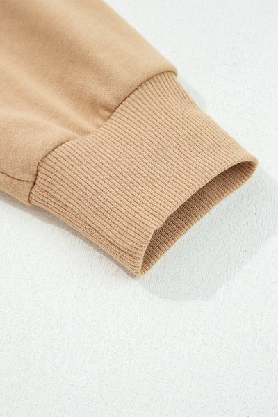 Navy Blue Preppy Striped Sleeve Loose Sweatshirt