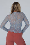 Floral Lace Sheer Long Sleeve Slim Fit Top- 3 Colors