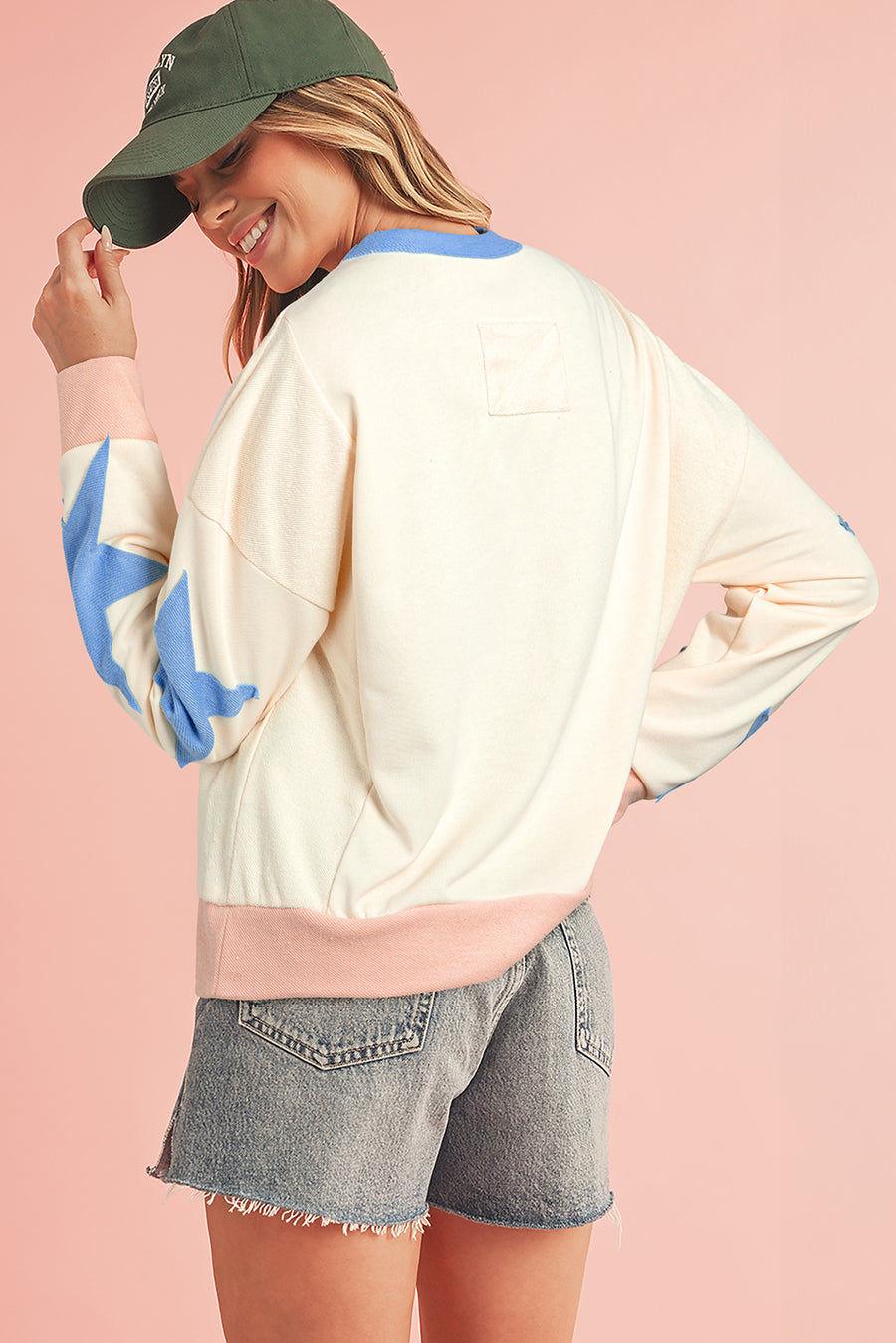 Star Patchwork Exposed Seam Oversized Sweatshirt- 3 Colors