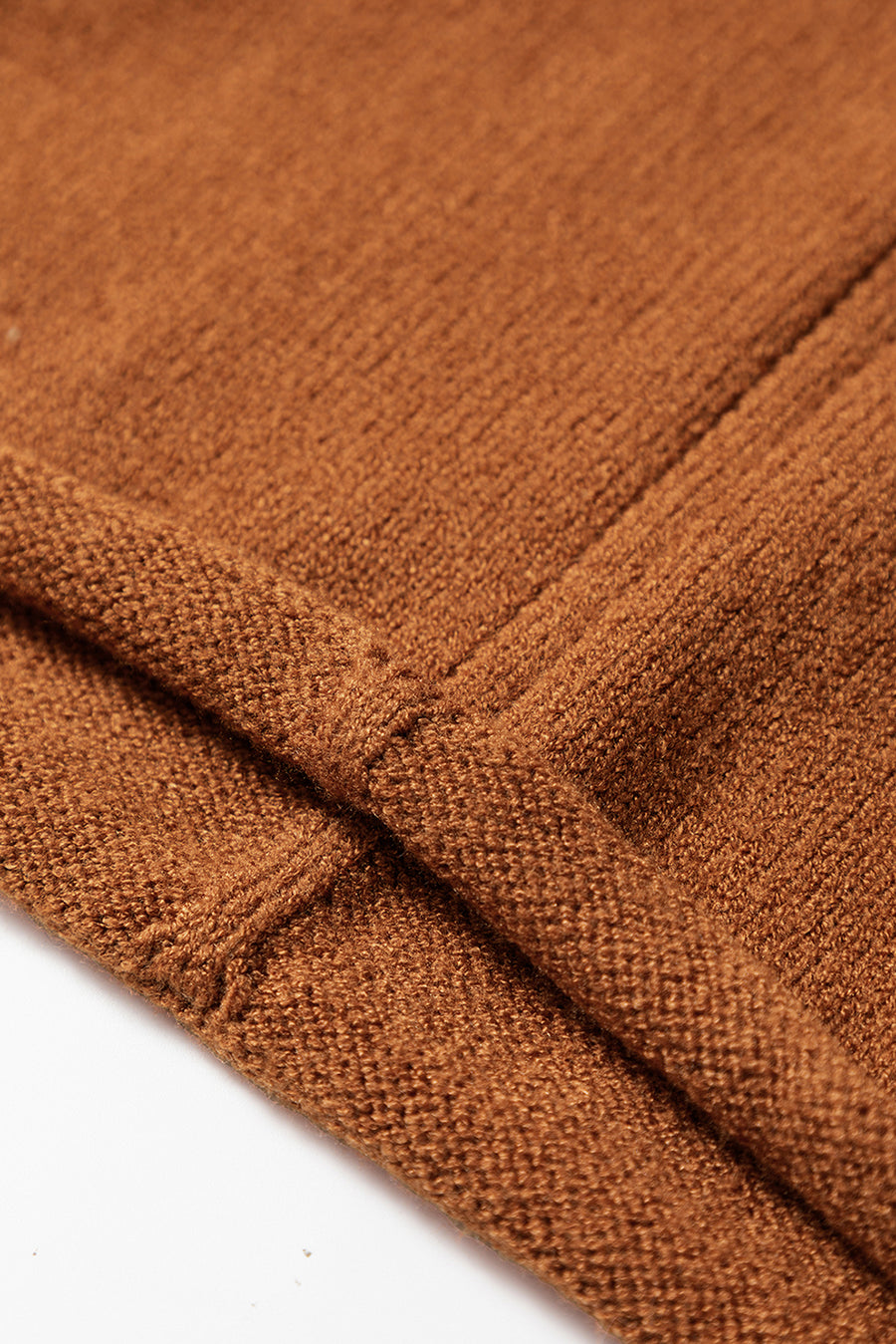 Rust Ribbed Detail Mini Sweater Dress