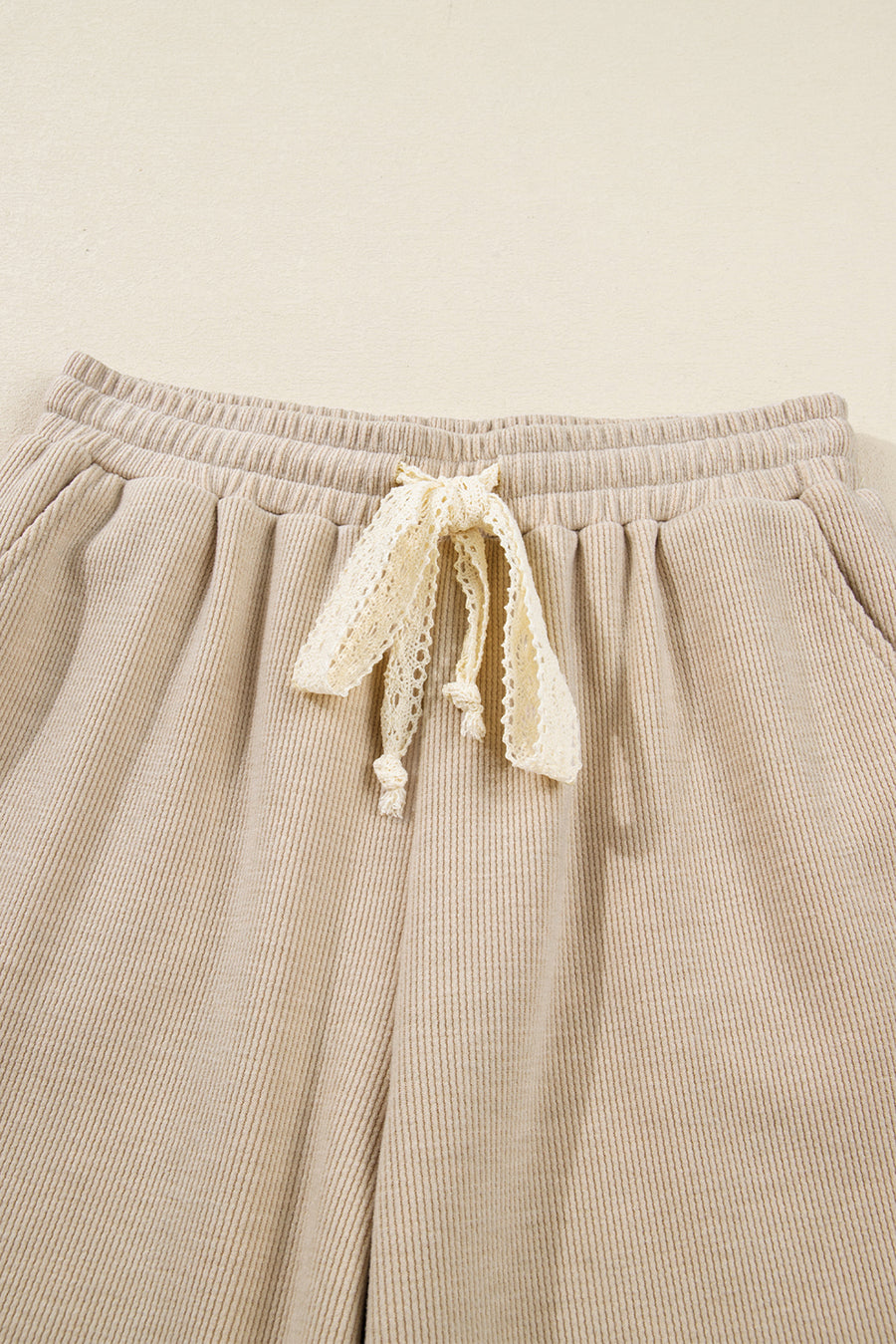 Contrast Drawstring Hoodie and High Waist Pants Corduroy Set- 5 Colors