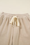 Contrast Drawstring Hoodie and High Waist Pants Corduroy Set- 5 Colors
