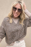 Leopard Print Patchwork Crew Neck Sweatshirt- 3 Colors