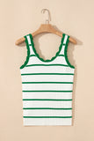 Scalloped Edge Striped Ribbed Tank Top- 2 Colors