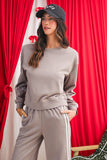 Varsity Striped Cropped Sweatshirt and Wide Leg Pants Matching Set- 5 Colors