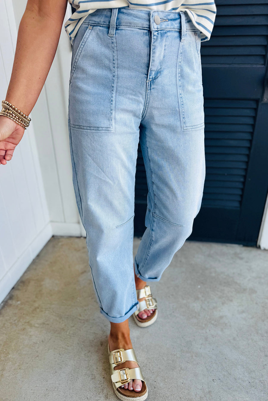 High Rise Relaxed Fit Porkchop Pockets Jeans
