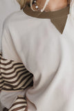 Color Block Patchwork Striped Sleeve Sweatshirt- 3 Colors