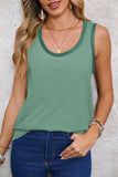 Contrast Trim Crew Neck Tank Top- 2 Colors