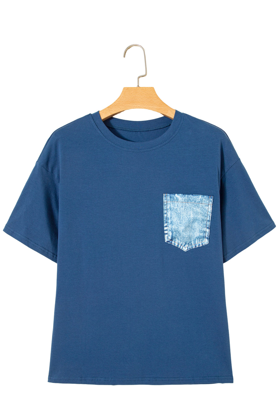 Printed Denim Chest Pocket Graphic T-Shirt- 2 Colors
