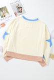 Star Patchwork Exposed Seam Oversized Sweatshirt- 3 Colors