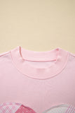 Light Pink Heart Quilt Patch Oversized Sweatshirt