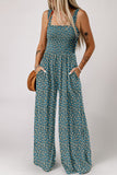 Floral Square Neck Stretch High-Waist Jumpsuit- 3 Colors