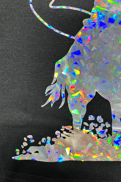 Black Western Cowboy Transfer Vinyl Process Graphic Crewneck Tee