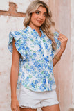 Floral Ruffle Sleeve Frilly Button-Up Blouse- 2 Colors