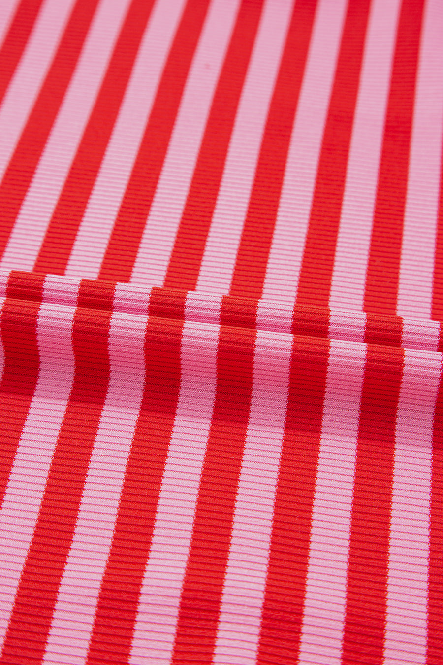 Striped Ribbed Cap Sleeve Crew Neck T-Shirt- 2 Colors
