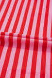 Striped Ribbed Cap Sleeve Crew Neck T-Shirt- 2 Colors