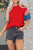 Stars and Stripes Contrast Puff Sleeve Top- 2 Colors