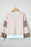 Color Block Patchwork Striped Sleeve Sweatshirt- 3 Colors