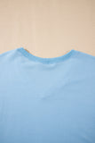 V-Neck Drop Shoulder T-Shirt and Patchwork Shorts Set- 3 Colors