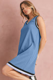 Contrast Trim V-Neck Sleeveless Mini Dress- 2 Colors