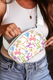 White Bow Print Crossbody Bag