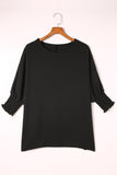 Shirred Cuffs Short Sleeve Blouse- 2 Colors