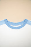 Color Block Exposed Seam Patchwork Crew Neck T-Shirt- 2 Colors