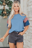 Stars and Stripes Contrast Puff Sleeve Top- 2 Colors