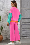 Color Block Patchwork Long Sleeve Top and Pants Set
