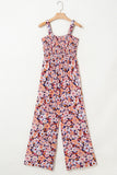 Floral Square Neck Stretch High-Waist Jumpsuit- 3 Colors