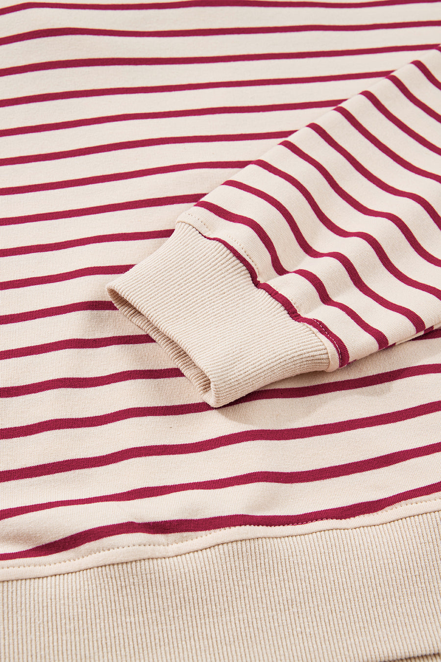 Red Stripe Cropped Collared Sweatshirt and Bubble Mini Skirt Set