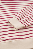 Red Stripe Cropped Collared Sweatshirt and Bubble Mini Skirt Set