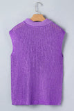 Knit High Neck Cap Sleeve Sweater- 2 Colors