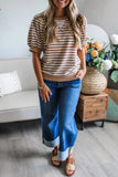 Striped Short Bubble Sleeve T-Shirt- 3 Colors