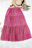 Tiered Paisley Print Maxi Skirt with Pockets