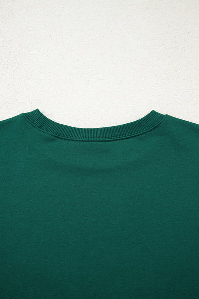 Varsity Striped Sleeve Drop Shoulder Sweatshirt and Shorts Set- 5 Colors