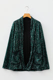 Evergreen Glitter Sequin Open Front Long Sleeve Cardigan