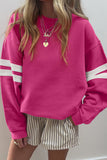 Varsity Striped Sleeve Loose Fit Sweatshirt- 8 Colors