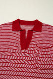 Striped Contrast Trim Sleeveless Collared Sweater- 3 Colors