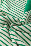 Green Striped Contrast Trim Long Sleeve Shirt