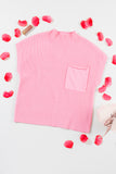 Green Pocket Ribbed Knit Short Sleeve Sweater- 9 Colors