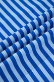 Striped Ribbed Cap Sleeve Crew Neck T-Shirt- 2 Colors
