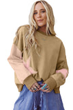Star Patch Exposed Seam Uneven Hem Sweatshirt- 2 Colors