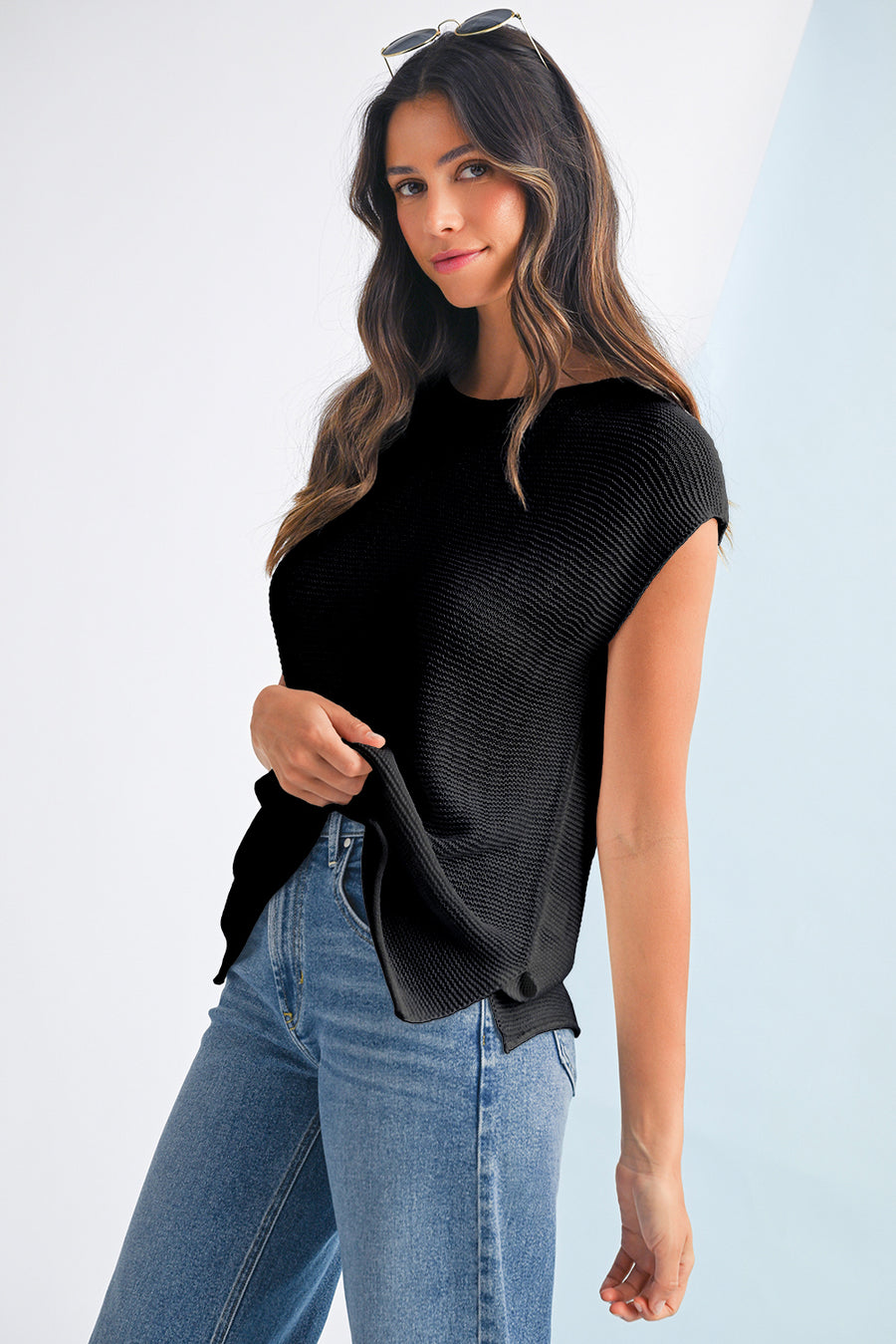 Solid Color Slit Hem Knit Top- 3 Colors
