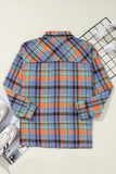 Red Plaid Print Drop Sleeve Loose Shirt Shacket