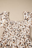 Floral Print Smocked Ruffle Sleeves Dress B
